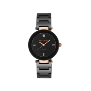 Anne Klein Rose Gold-Tone Case, Black Ceramic Bracelet - AK-1018RGBK