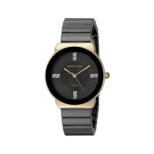 Anne Klein Women's Diamond - Accented Gold-Tone and Black Ceramic Bracelet Watch - AK/2714BKGB