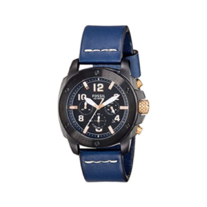 Fossil Modern Machine Men's Black Dial Leather Band Chronograph Watch, Blue Band, Analog Display - FS5066