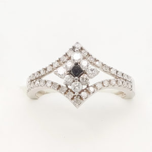 10k White Gold Black Diamond Ladies Ring