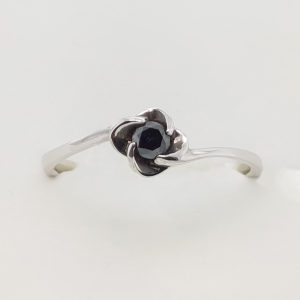 10k White Gold Black Diamond Ladies Ring