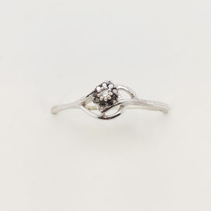 10k White Gold Black Diamond Ladies Ring