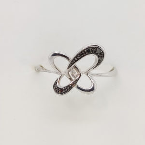 10k White Gold Black Diamond Ladies Ring