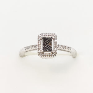 10k White Gold Black Diamond Engagement Ring