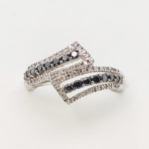 10k White Gold Black Diamond Ladies Ring