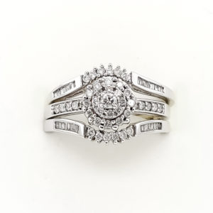 3Pc. 10k White Gold Diamond Ring Set