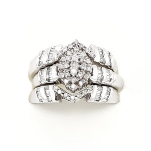 3Pc. 10k White Gold Diamond Ring Set