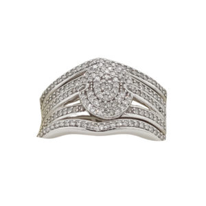 3Pc. 10k White Gold Diamond Ring Set