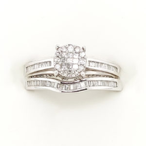 2Pc. 10k White Gold Diamond Ring Set