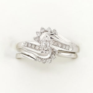 2Pc. 10k White Gold Diamond Ring Set